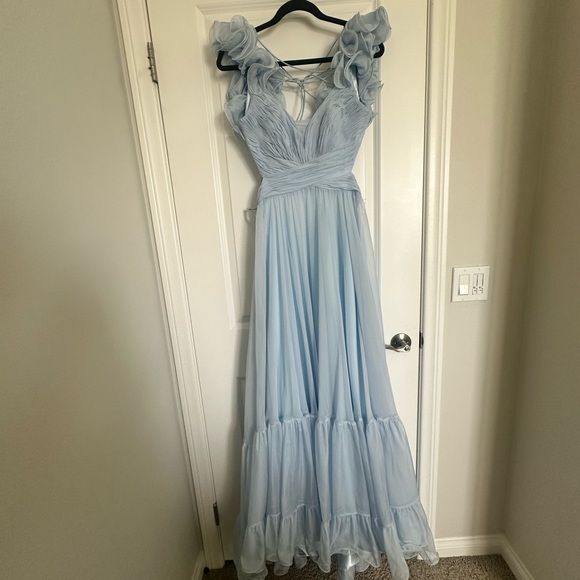 Macduggal ruffle tiered cut out chiffon gown - Picture 9 of 11